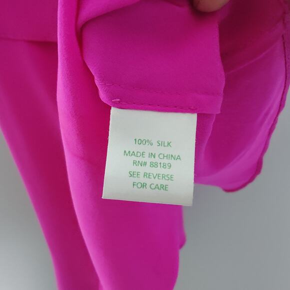 Lilly Pulitzer Women's Sz M Tiered Sunset Top 100% Silk Mambo Pink Flowy Tank - Picture 6 of 6